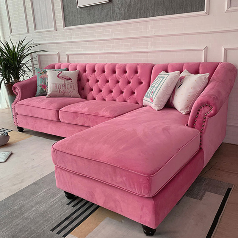 Pink l shaped couch discount